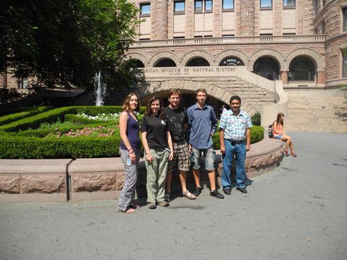 August 2013 Arachnology Lab at AMNH. Left to Right: Pam Horsely, Stephanie Loria, Lorenzo Prendini, Massimiliano Roppo, Muhammad Tahir.
