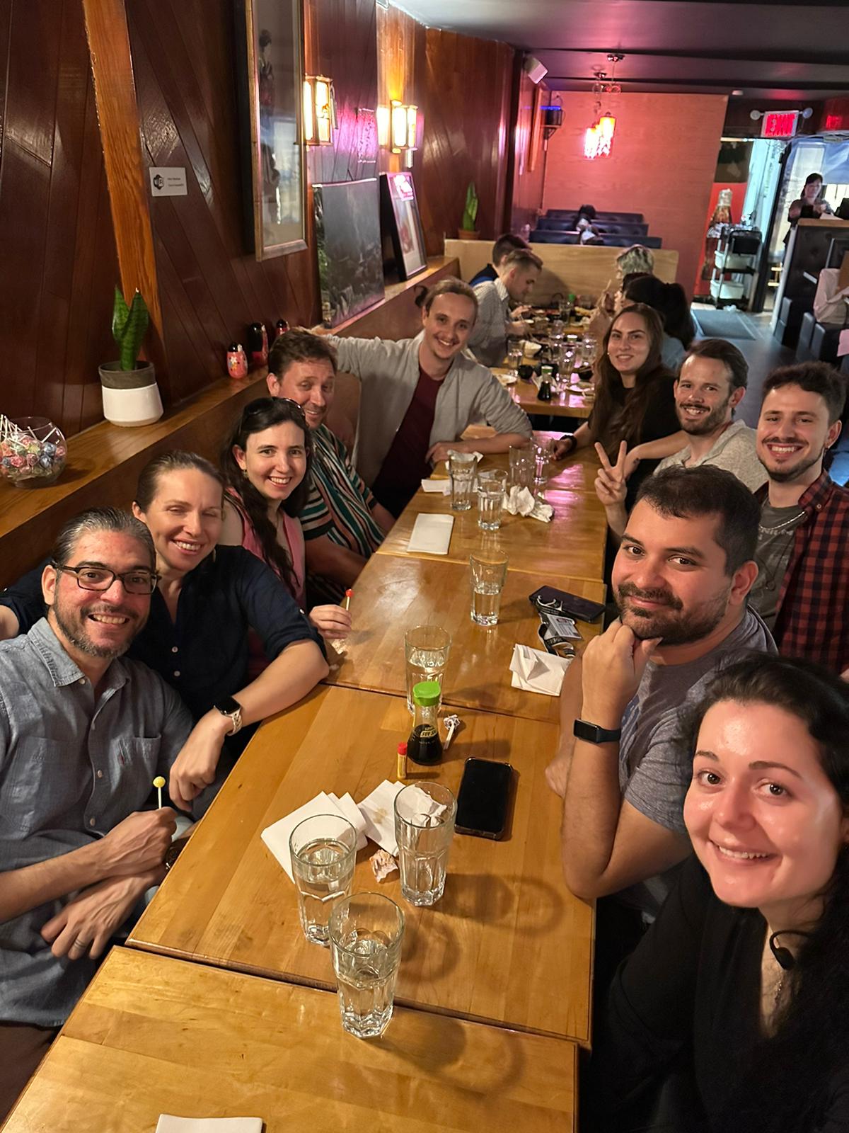 2023 dinner with Pío Colmenares, Isadora Colmenares, Stephanie Loria, Lorenzo Prendini, Valentin Ehrenthal, Victoria Long, Jairo Moreno-González, Javier Blasco Aróstegui, Taylor, and Colby Sain